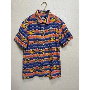 Corona Mens Size Small Multi Color Spring Break Summer Button Up Shirt Beer